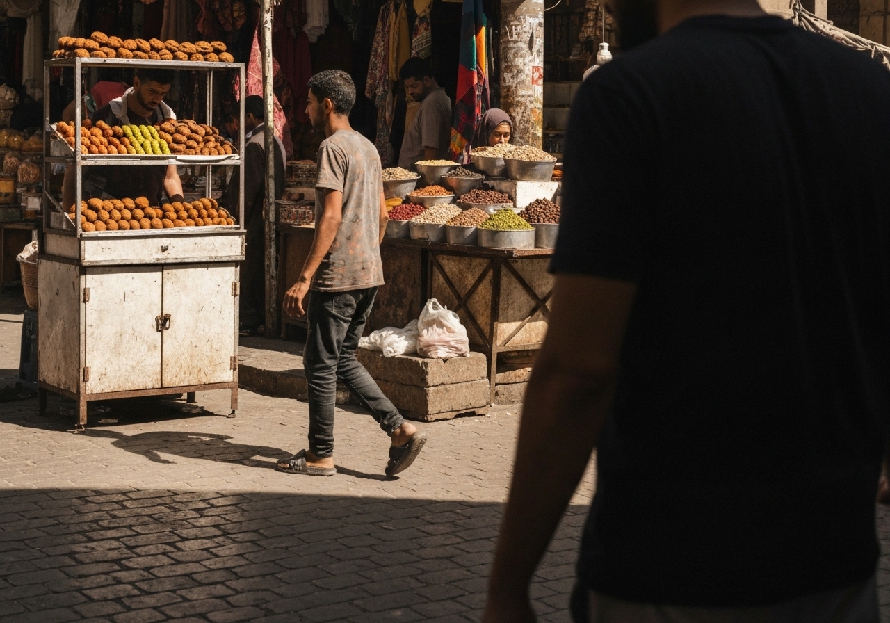 Spontaneous smartphone photo of daily life in Cairo, Egypt, authentic and unposed