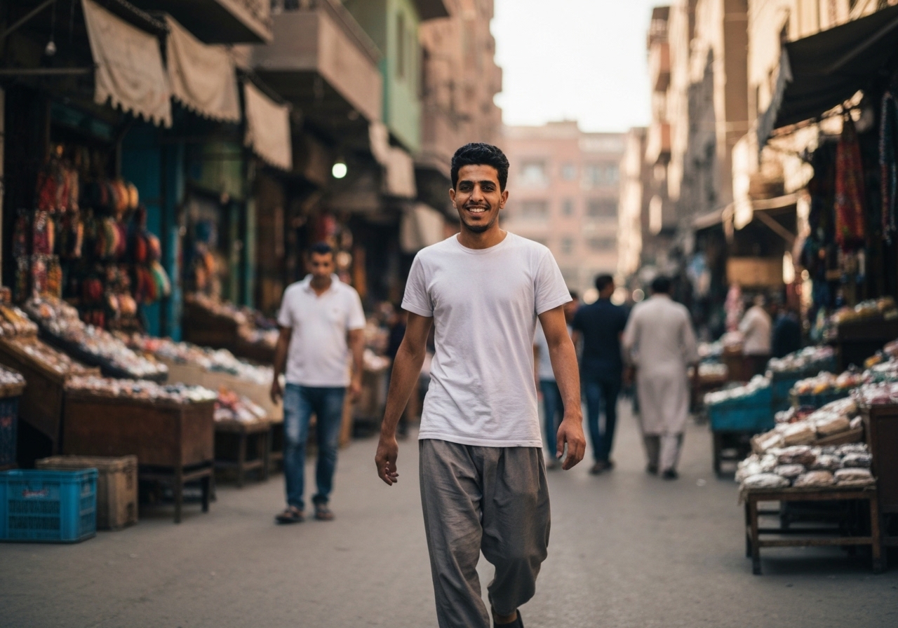 Casual street photography moment in Cairo, Egypt, capturing genuine local atmosphere