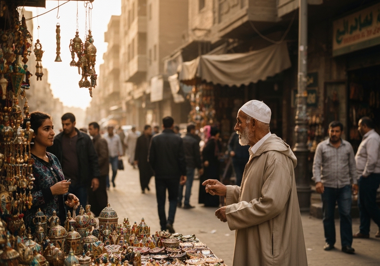 Casual street photography moment in Cairo, Egypt, capturing genuine local atmosphere