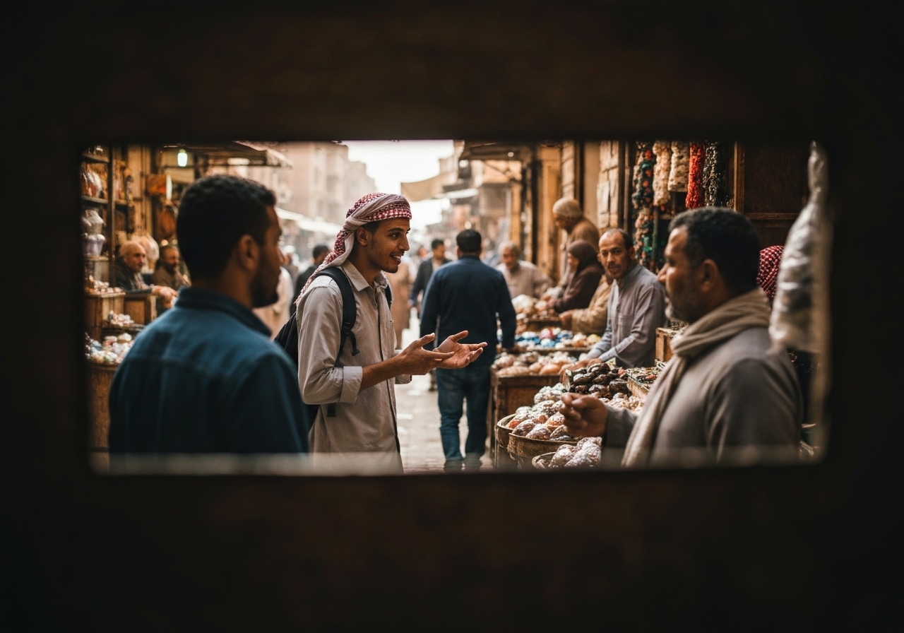 Natural travel moment in Cairo, Egypt, taken with smartphone, imperfect framing
