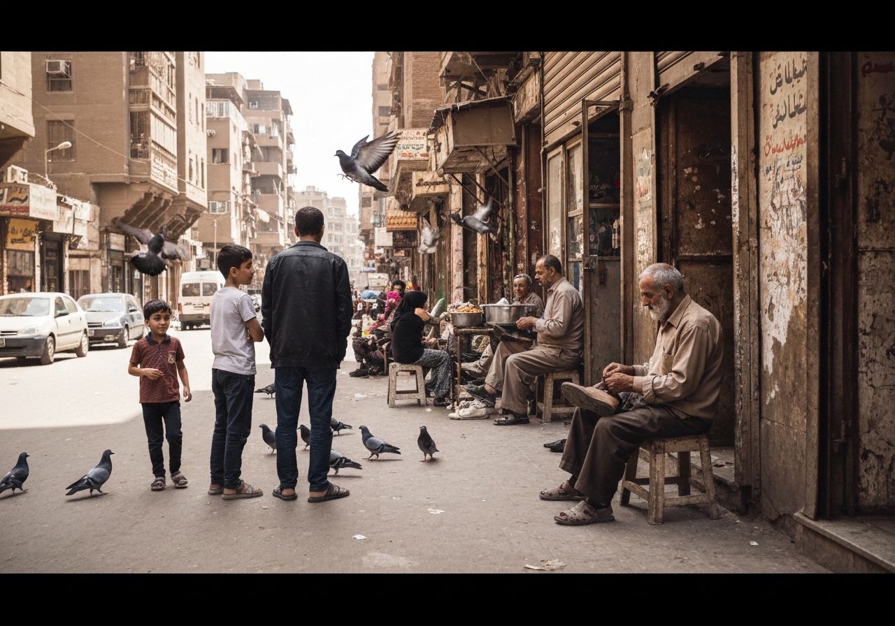 Spontaneous smartphone photo of daily life in Cairo, Egypt, authentic and unposed