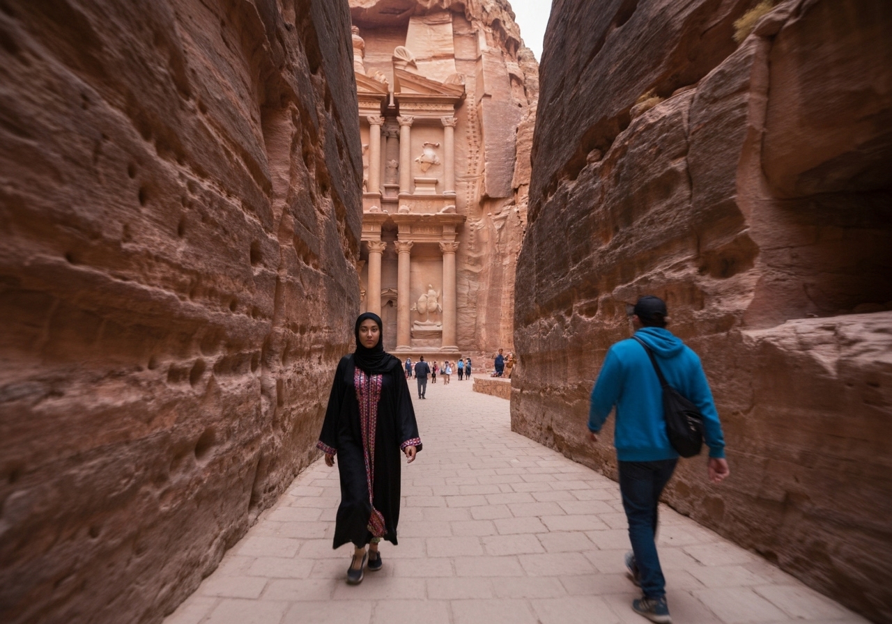 Spontaneous smartphone photo of daily life in Petra, Jordan, authentic and unposed
