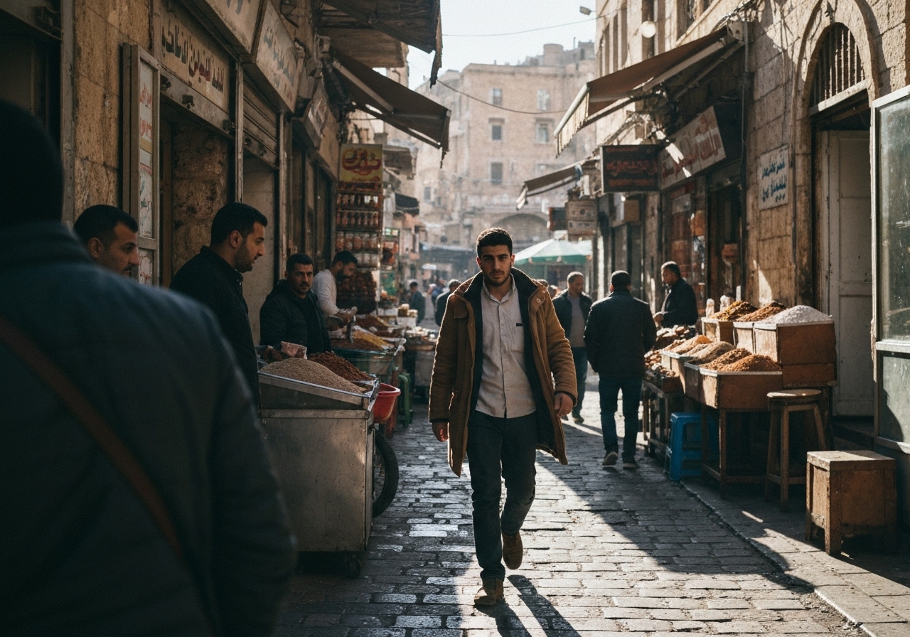 Casual street photography moment in Amman, Jordan, capturing genuine local atmosphere