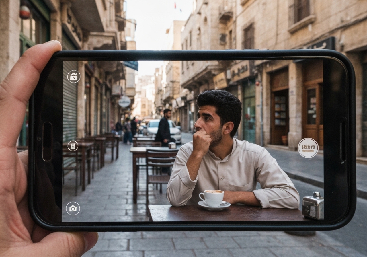 Natural travel moment in Amman, Jordan, taken with smartphone, imperfect framing