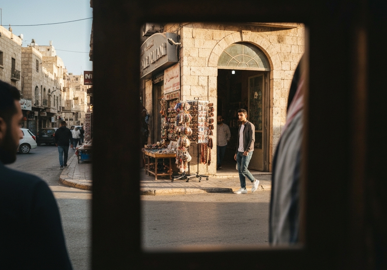 Natural travel moment in Amman, Jordan, taken with smartphone, imperfect framing