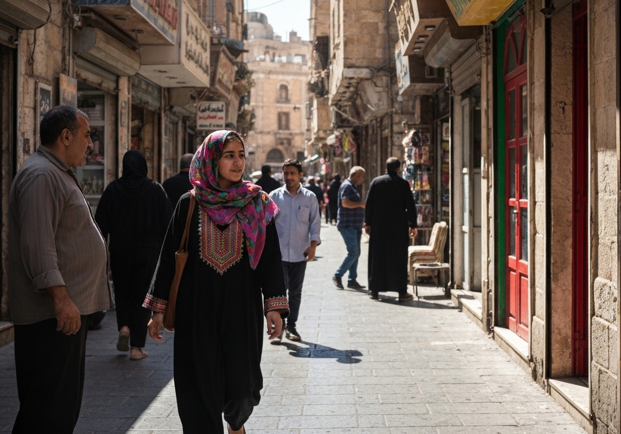 Casual street photography moment in Amman, Jordan, capturing genuine local atmosphere