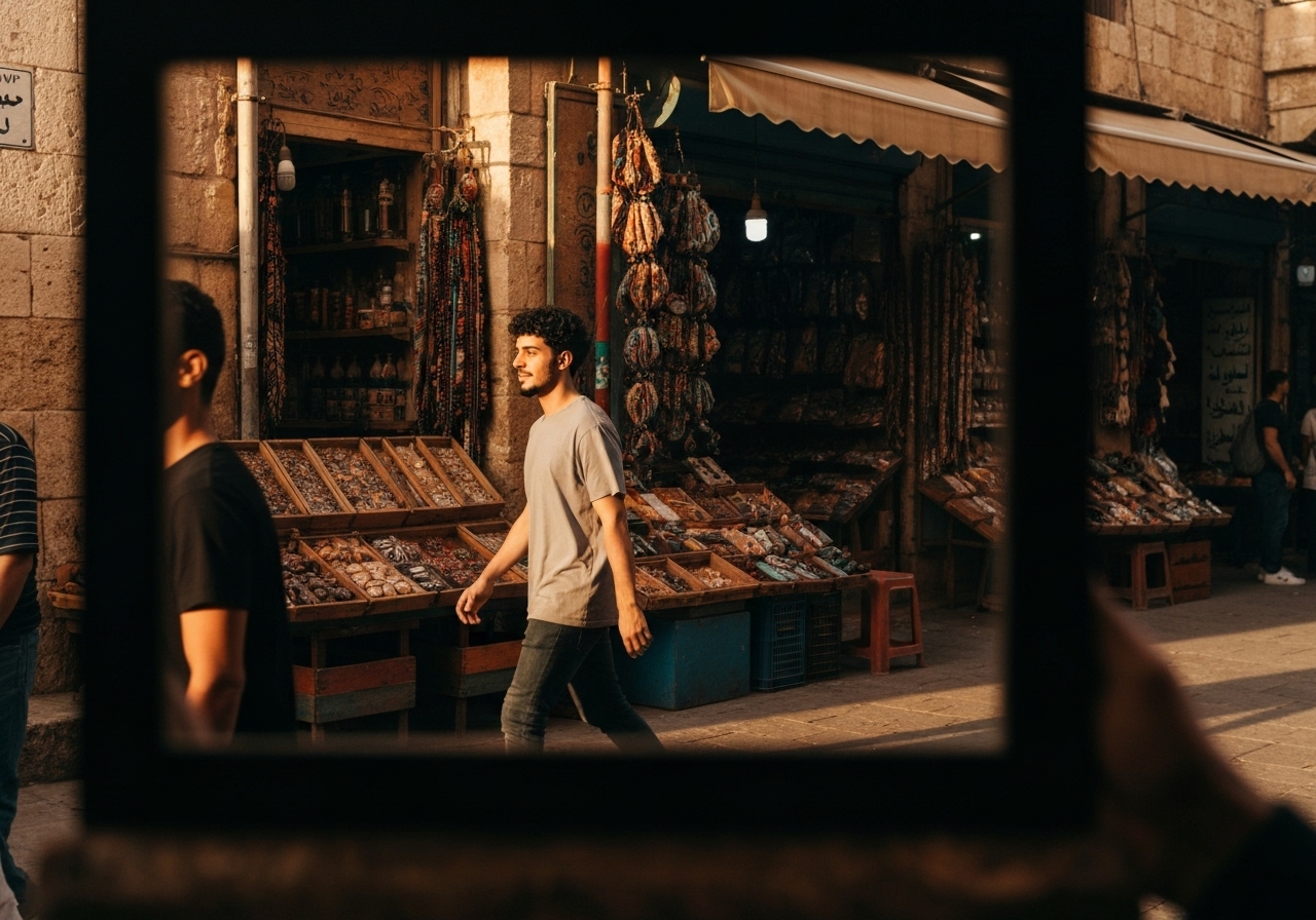 Natural travel moment in Amman, Jordan, taken with smartphone, imperfect framing