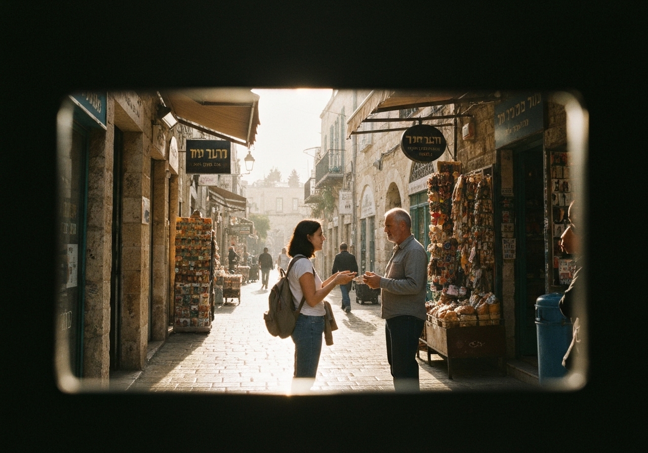 Natural travel moment in Jerusalem, Israel, taken with smartphone, imperfect framing