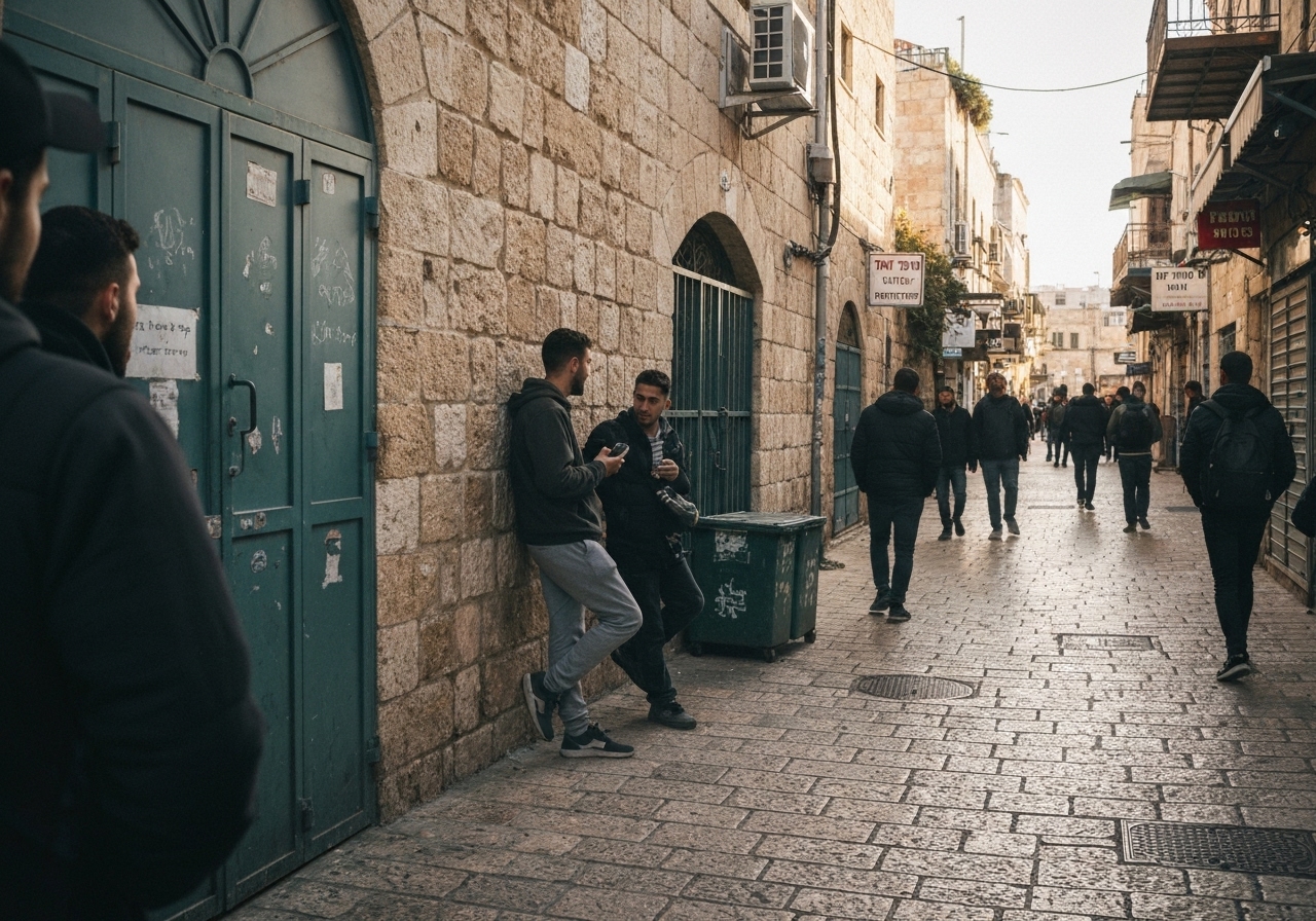 Spontaneous smartphone photo of daily life in Jerusalem, Israel, authentic and unposed