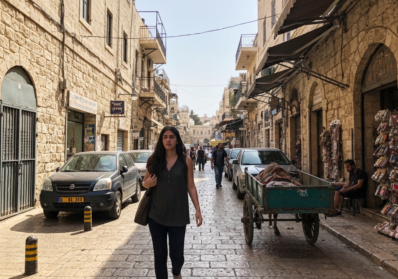 Spontaneous smartphone photo of daily life in Jerusalem, Israel, authentic and unposed