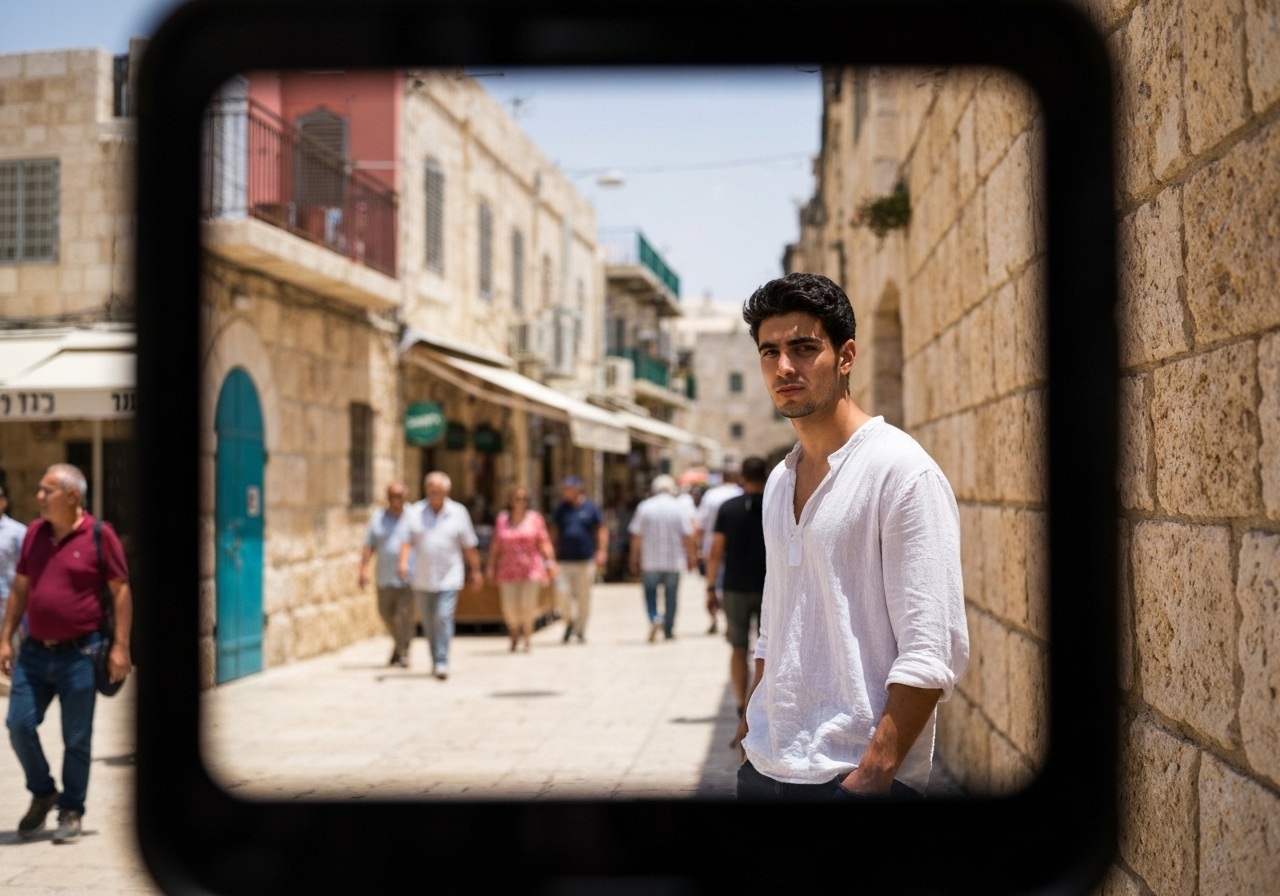 Natural travel moment in Jerusalem, Israel, taken with smartphone, imperfect framing