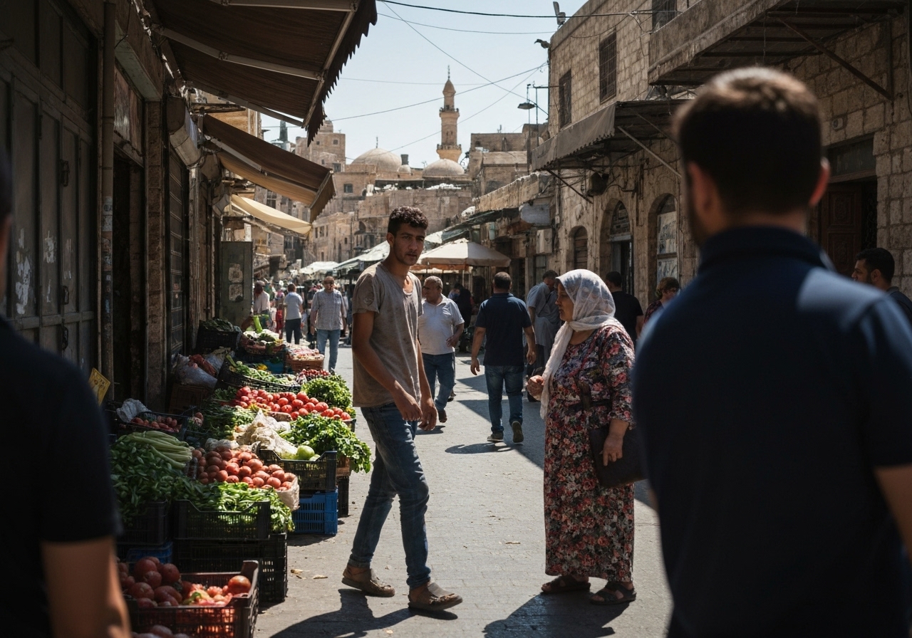 Spontaneous smartphone photo of daily life in Bethlehem, Palestine, authentic and unposed