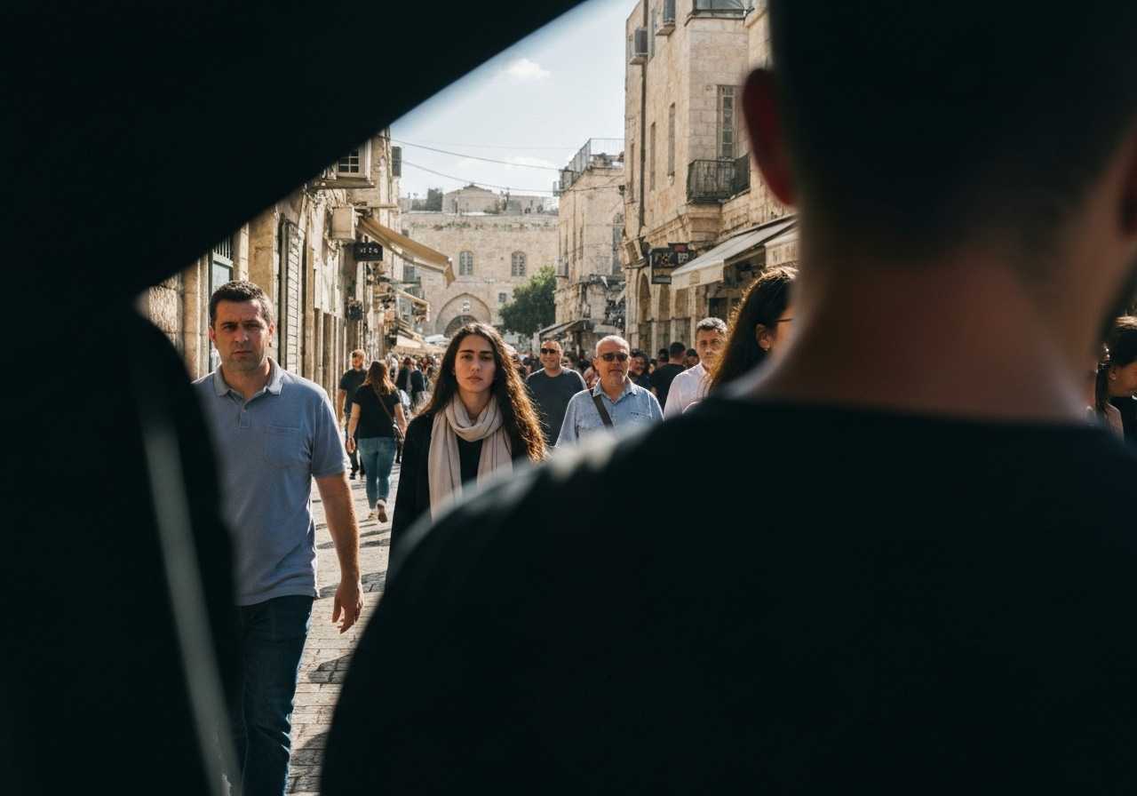 Natural travel moment in Jerusalem, Israel, taken with smartphone, imperfect framing