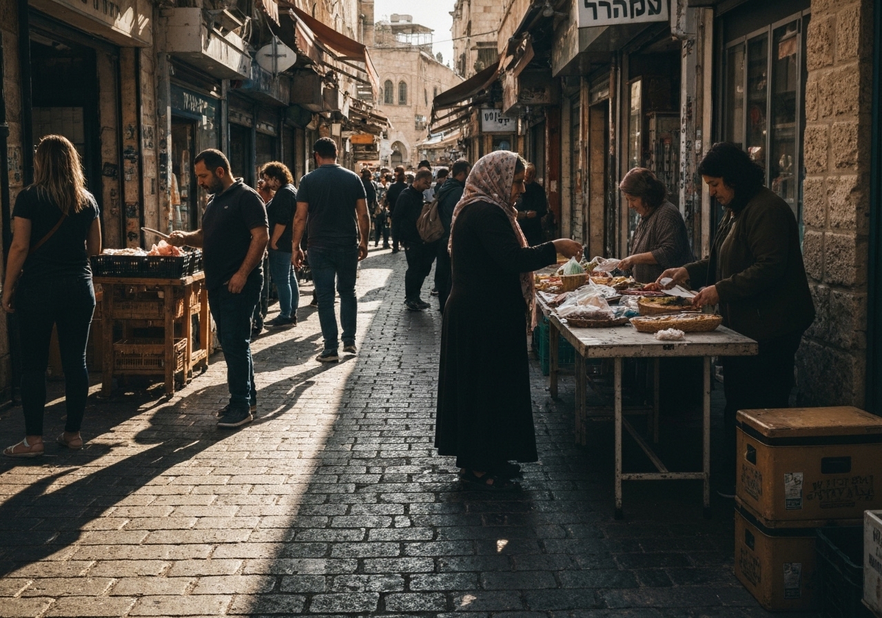 Spontaneous smartphone photo of daily life in Jerusalem, Israel, authentic and unposed