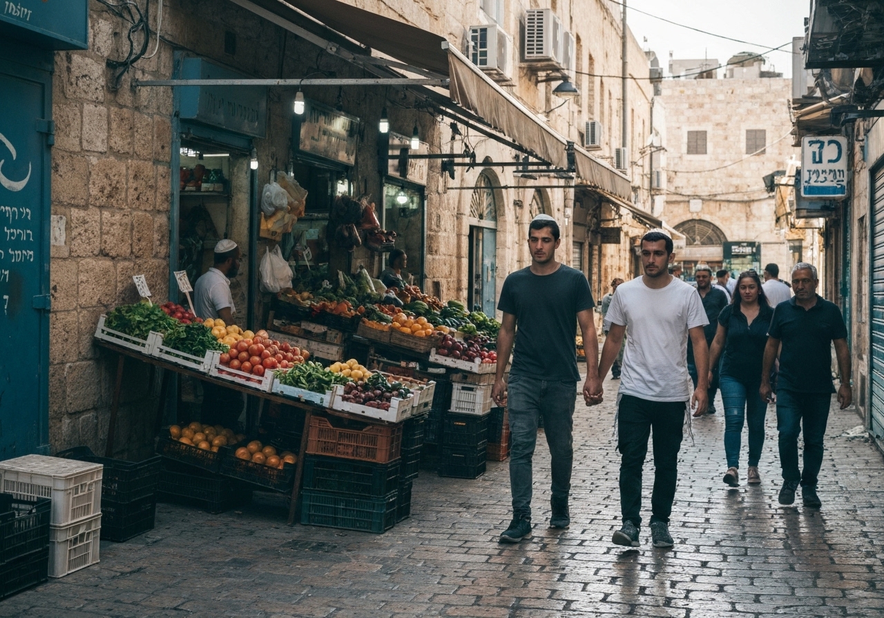 Spontaneous smartphone photo of daily life in Jerusalem, Israel, authentic and unposed