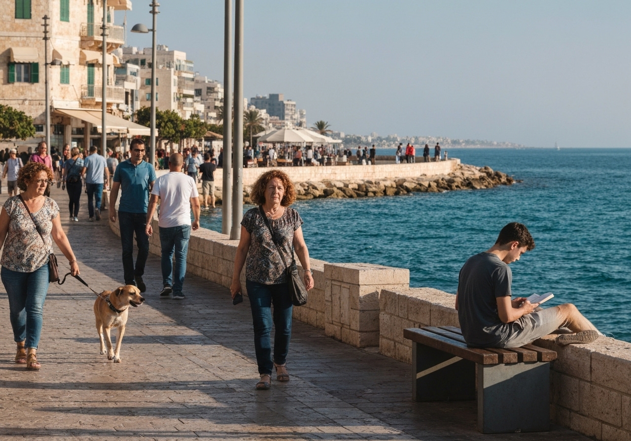 Spontaneous smartphone photo of daily life in Haifa, Israel, authentic and unposed