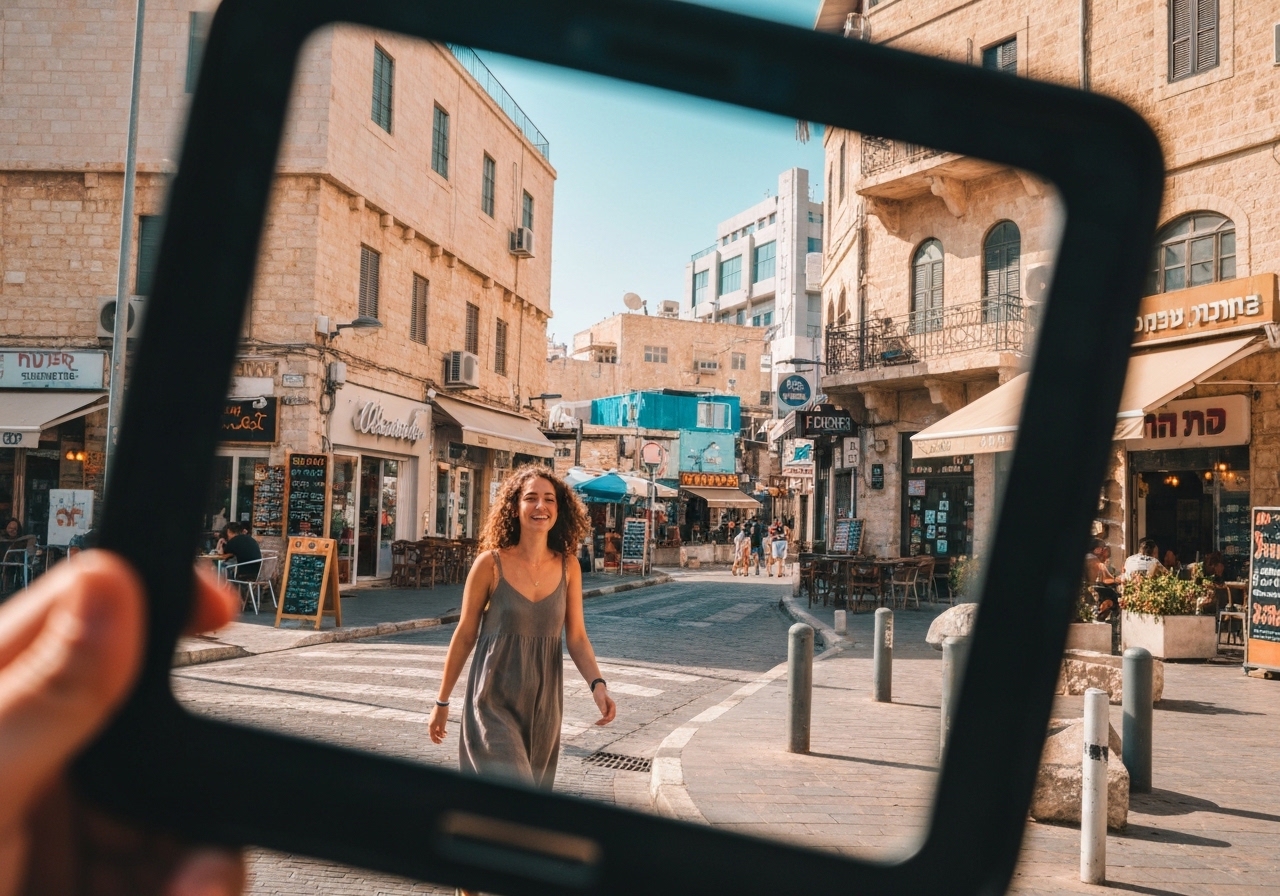 Natural travel moment in Haifa, Israel, taken with smartphone, imperfect framing