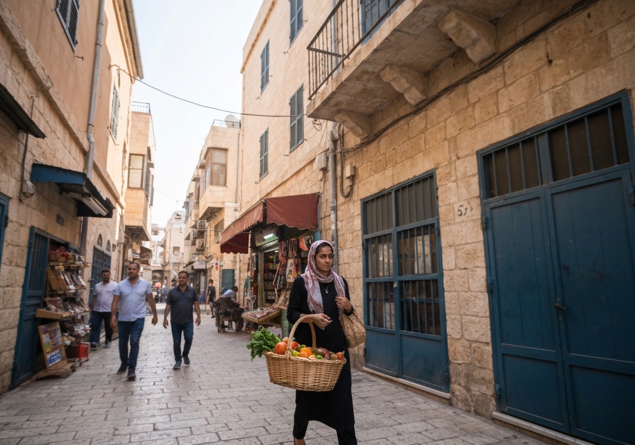 Spontaneous smartphone photo of daily life in Nazareth, Israel, authentic and unposed