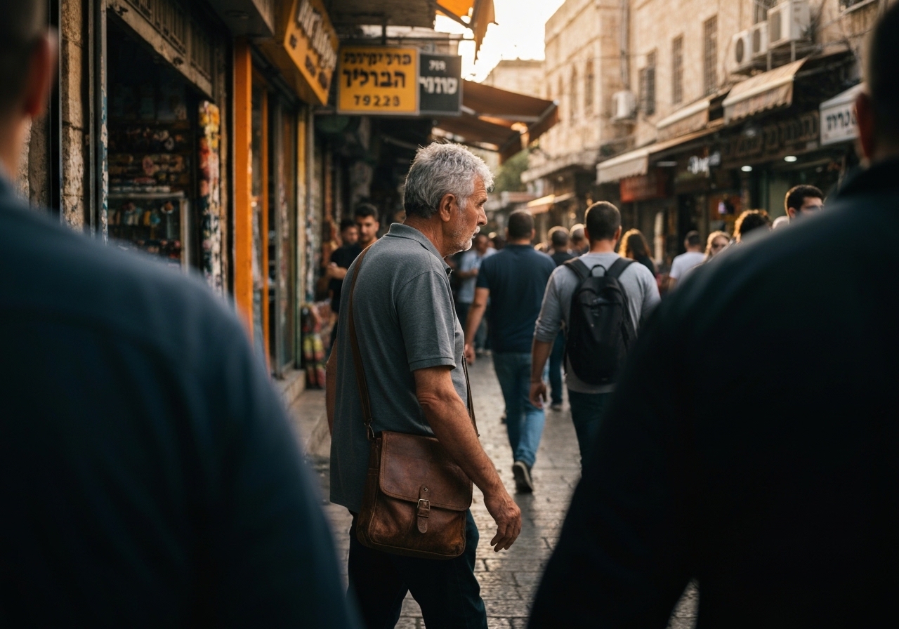 Spontaneous smartphone photo of daily life in Jerusalem, Israel, authentic and unposed