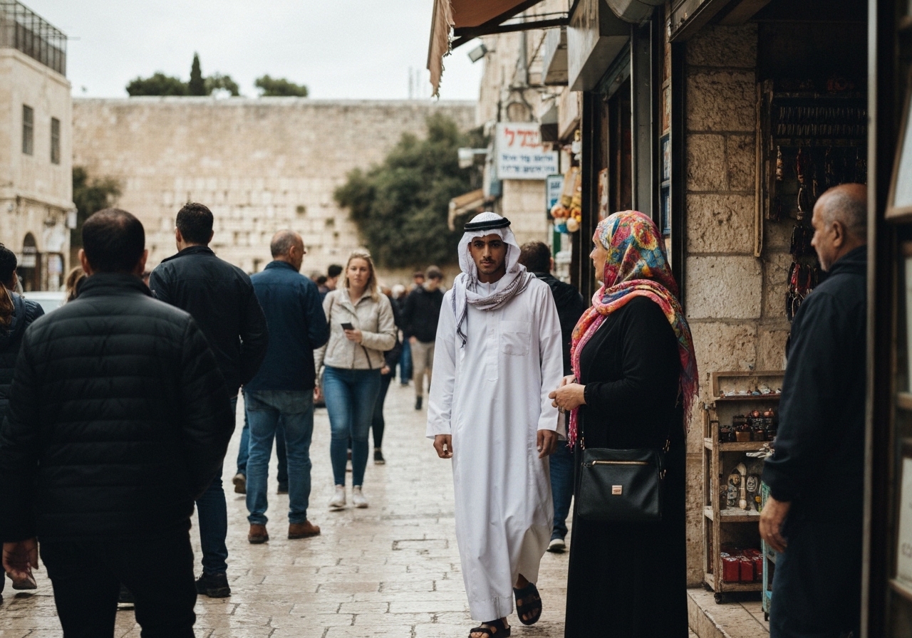 Spontaneous smartphone photo of daily life in Jerusalem, Israel, authentic and unposed