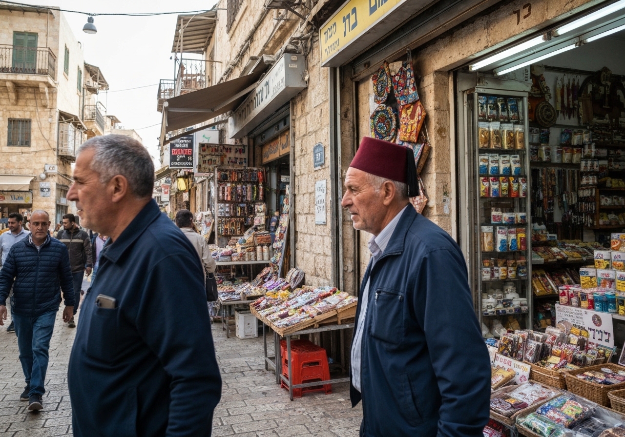 Spontaneous smartphone photo of daily life in Jerusalem, Israel, authentic and unposed
