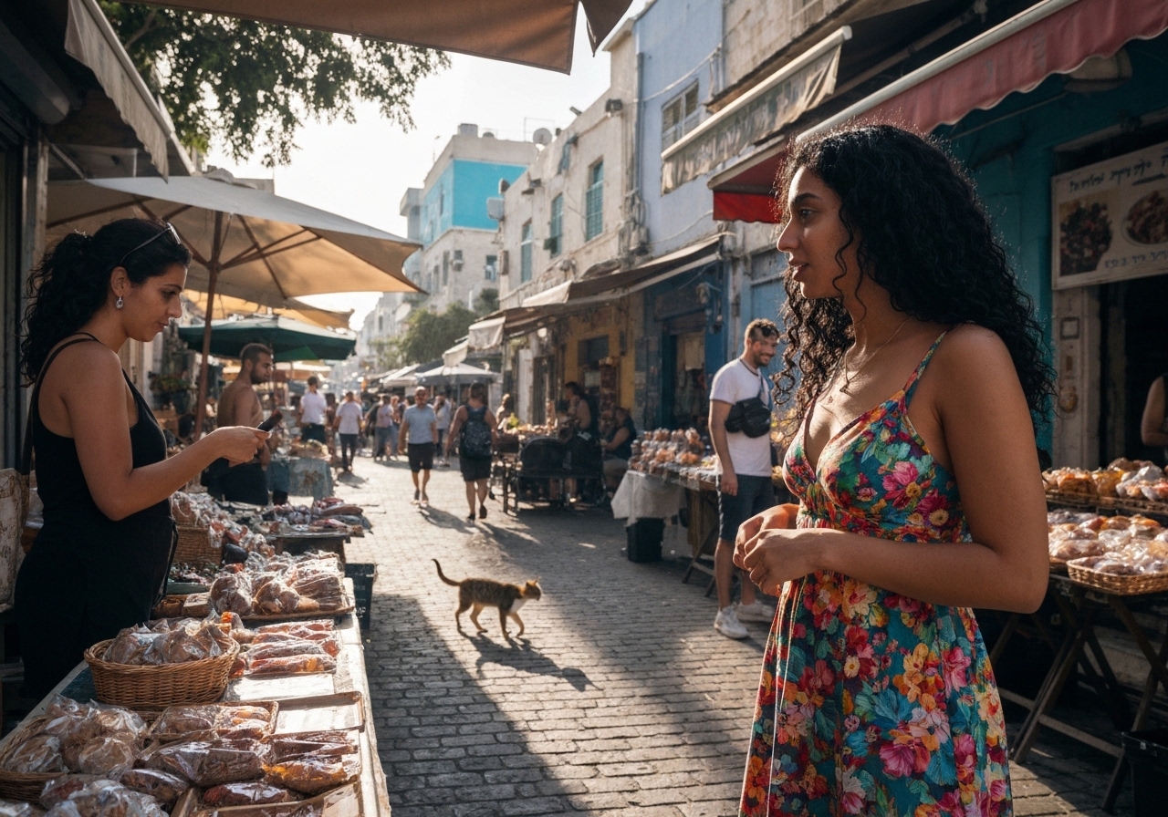 Spontaneous smartphone photo of daily life in Tel Aviv, Israel, authentic and unposed