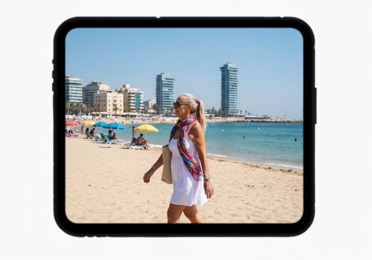 Natural travel moment in Tel Aviv, Israel, taken with smartphone, imperfect framing