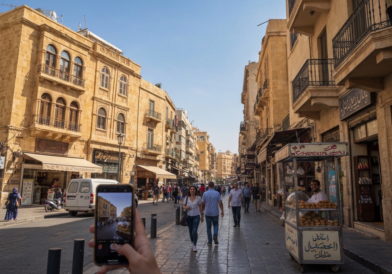 Natural travel moment in Beirut, Lebanon, taken with smartphone, imperfect framing