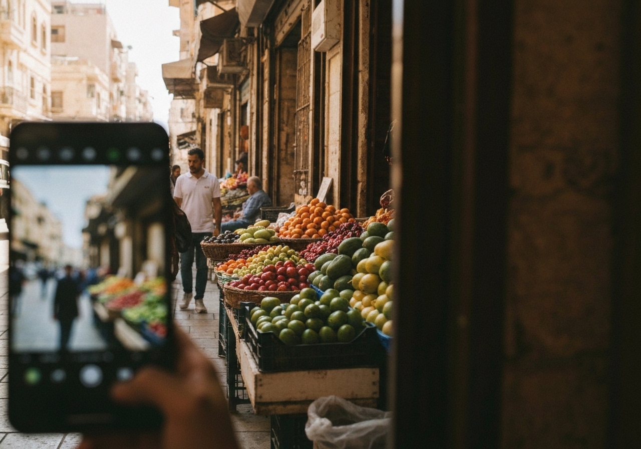 Natural travel moment in Beirut, Lebanon, taken with smartphone, imperfect framing