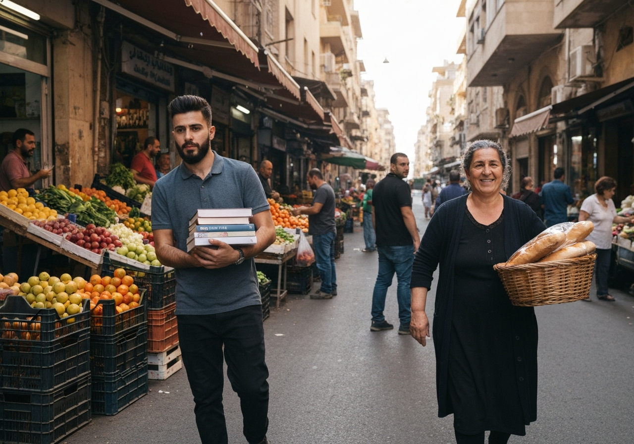Casual street photography moment in Beirut, Lebanon, capturing genuine local atmosphere