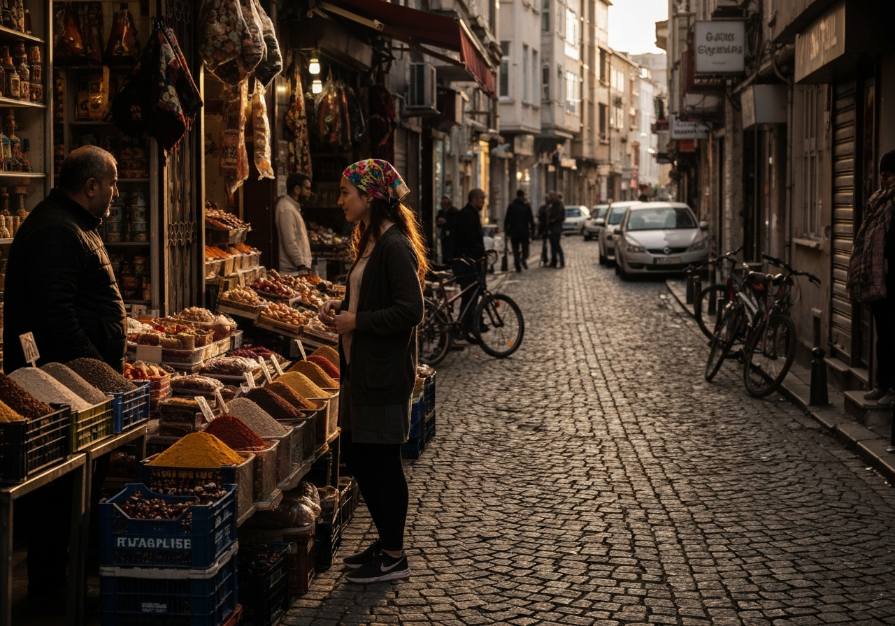 Casual street photography moment in Istanbul, Turkey, capturing genuine local atmosphere