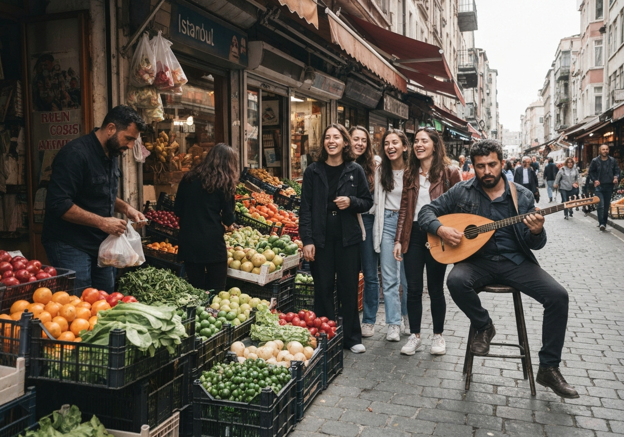 Spontaneous smartphone photo of daily life in Istanbul, Turkey, authentic and unposed
