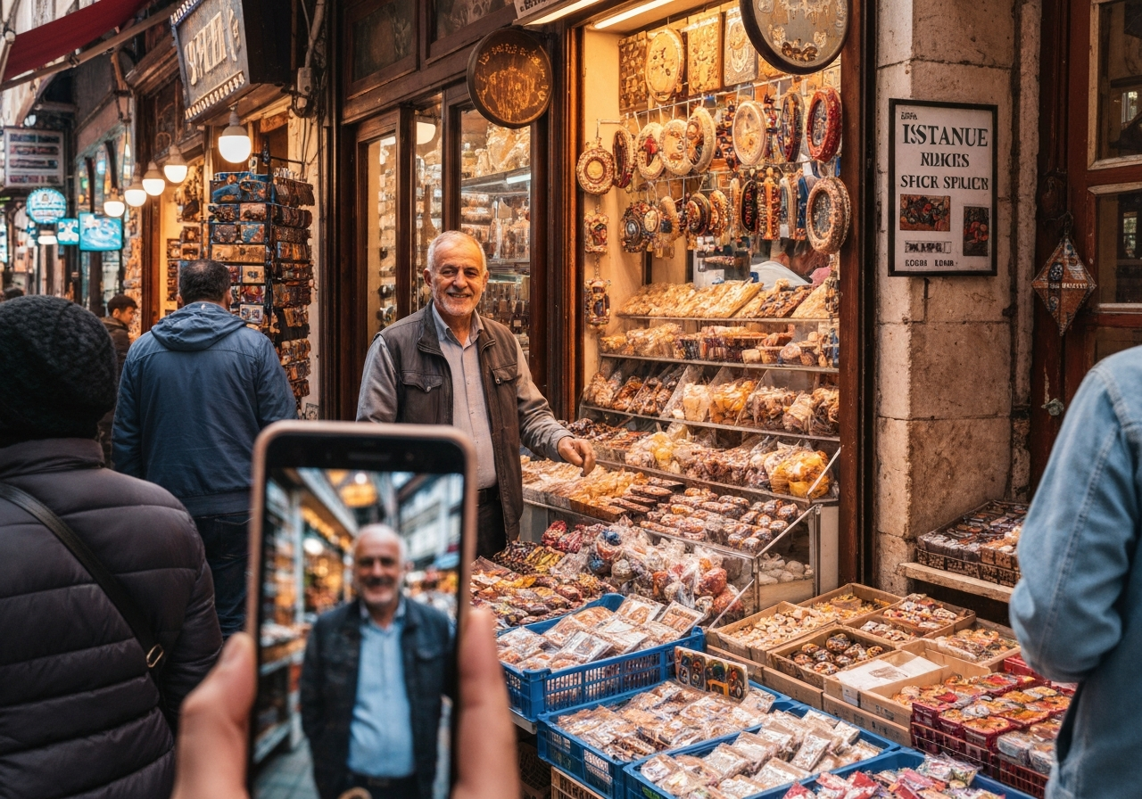 Spontaneous smartphone photo of daily life in Istanbul, Turkey, authentic and unposed