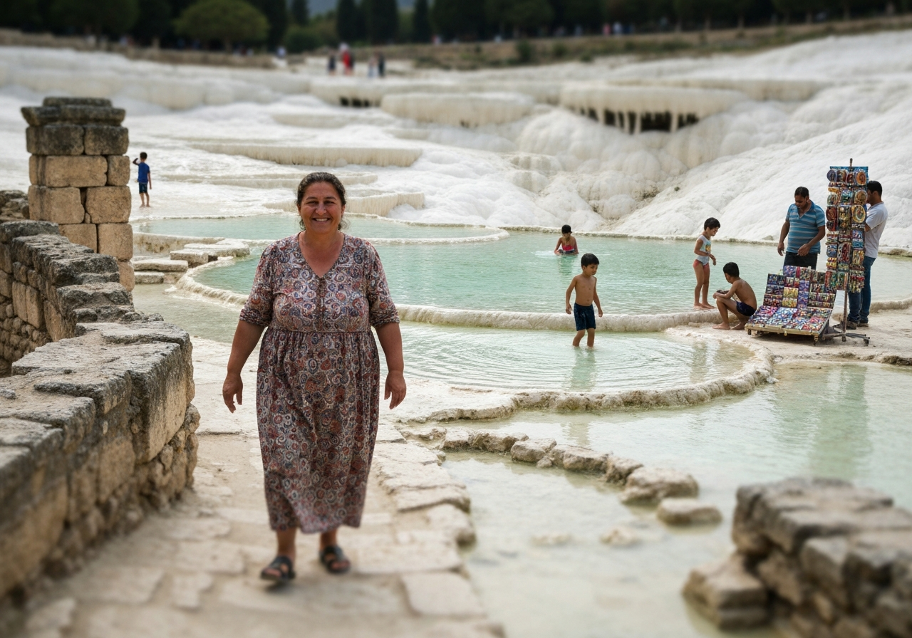 Spontaneous smartphone photo of daily life in Pamukkale, Turkey, authentic and unposed