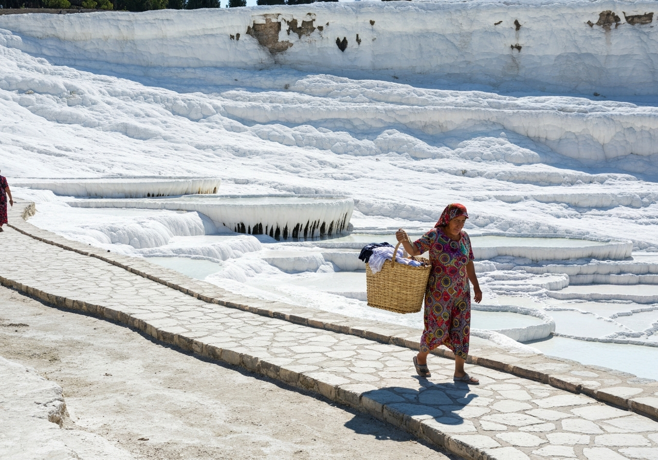 Spontaneous smartphone photo of daily life in Pamukkale, Turkey, authentic and unposed