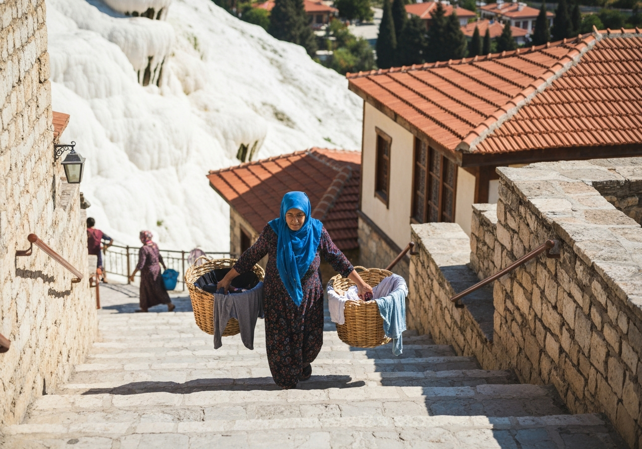 Spontaneous smartphone photo of daily life in Pamukkale, Turkey, authentic and unposed