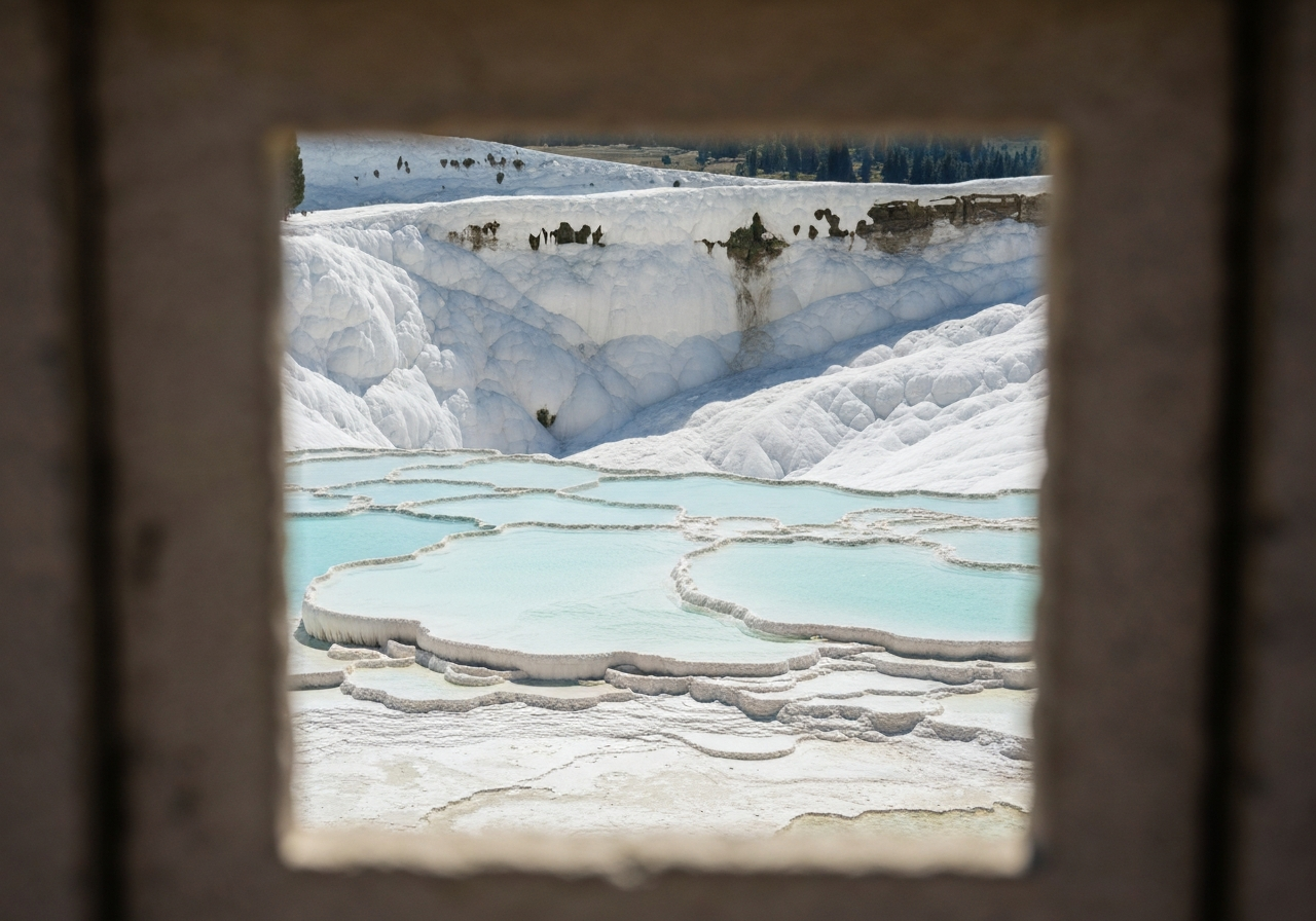Natural travel moment in Pamukkale, Turkey, taken with smartphone, imperfect framing
