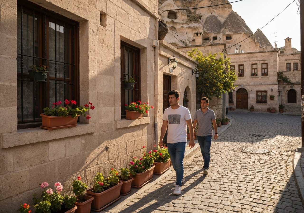 Casual street photography moment in Göreme, Turkey, capturing genuine local atmosphere
