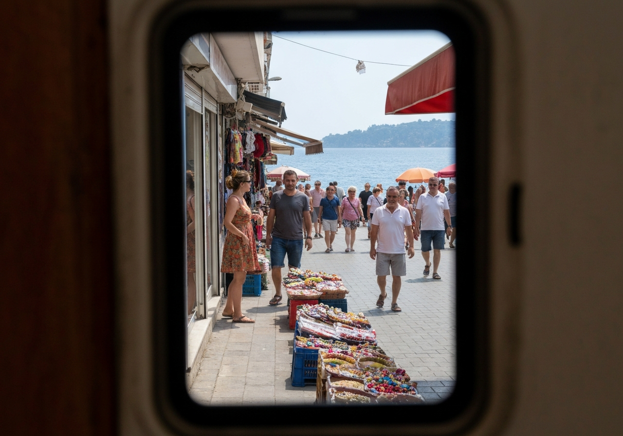 Natural travel moment in Antalya, Turkey, taken with smartphone, imperfect framing
