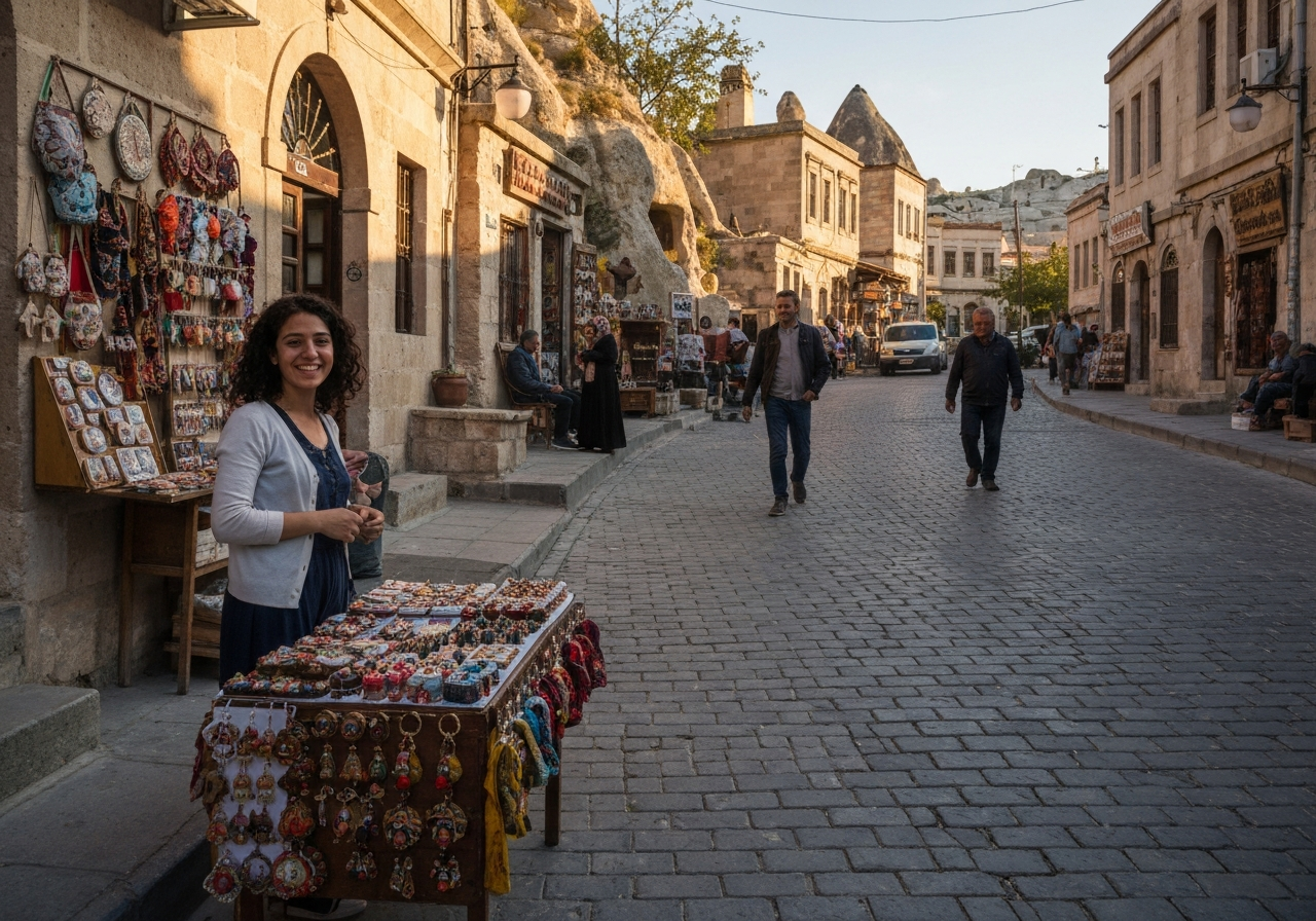 Casual street photography moment in Göreme, Turkey, capturing genuine local atmosphere