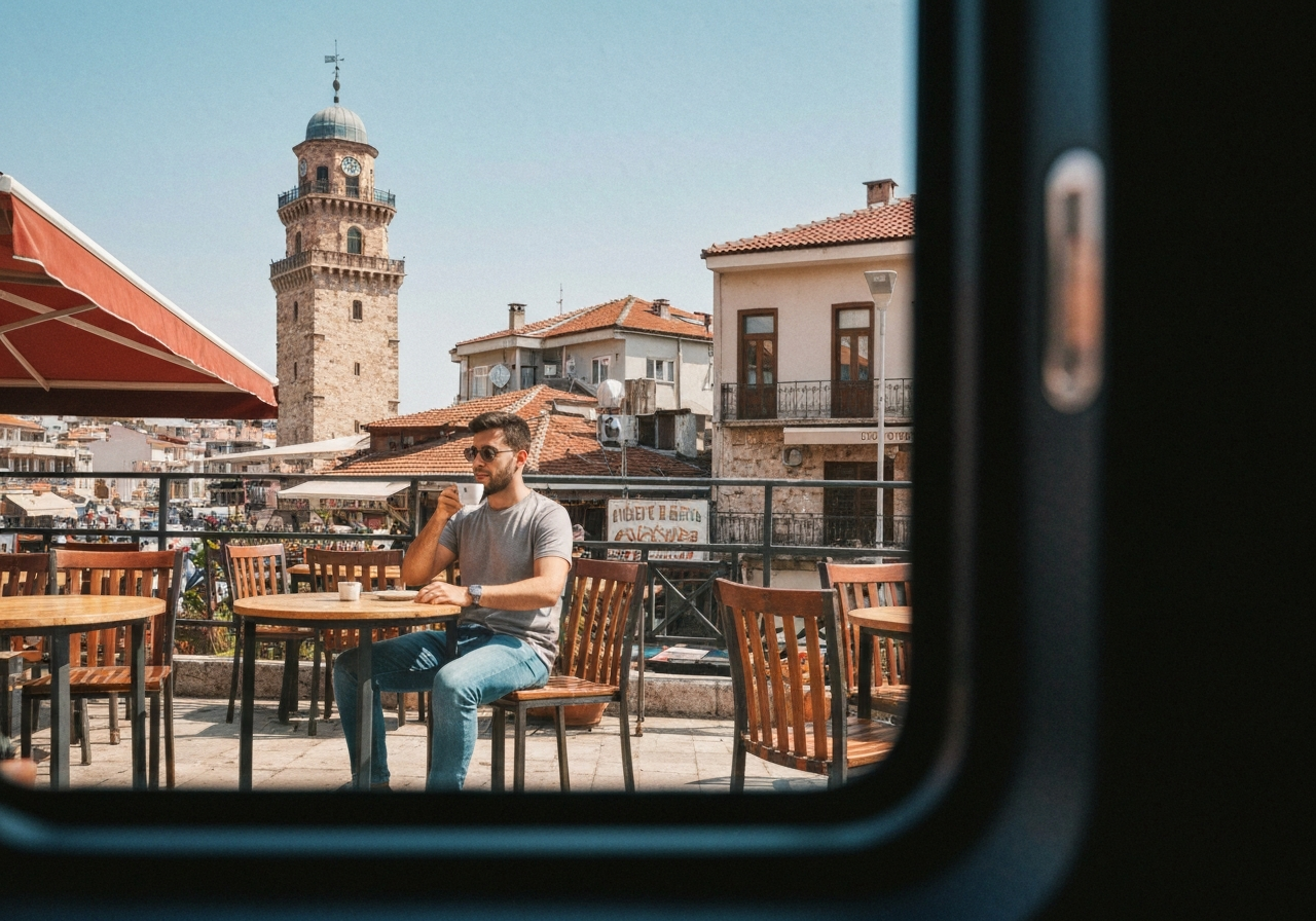 Natural travel moment in Antalya, Turkey, taken with smartphone, imperfect framing