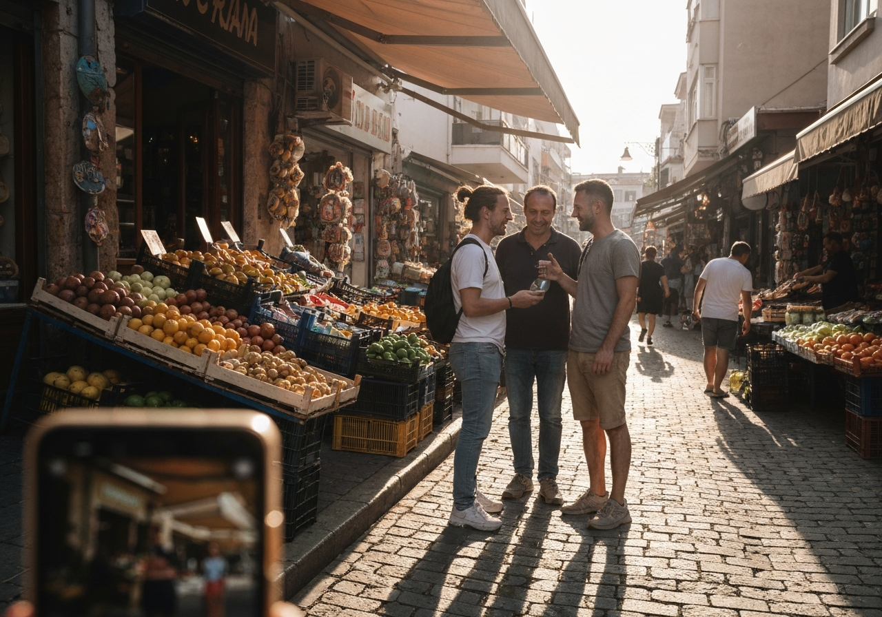 Natural travel moment in Antalya, Turkey, taken with smartphone, imperfect framing