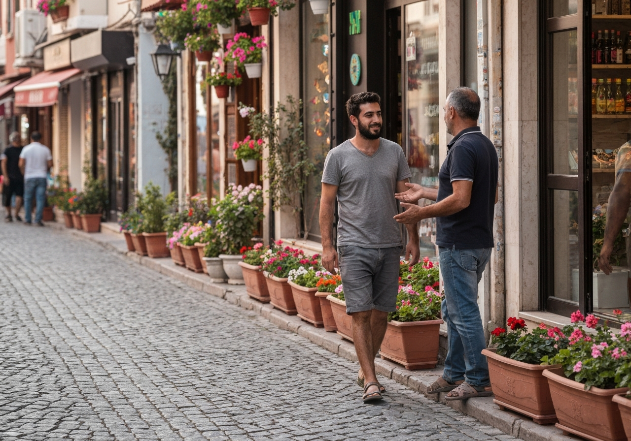 Casual street photography moment in Antalya, Turkey, capturing genuine local atmosphere