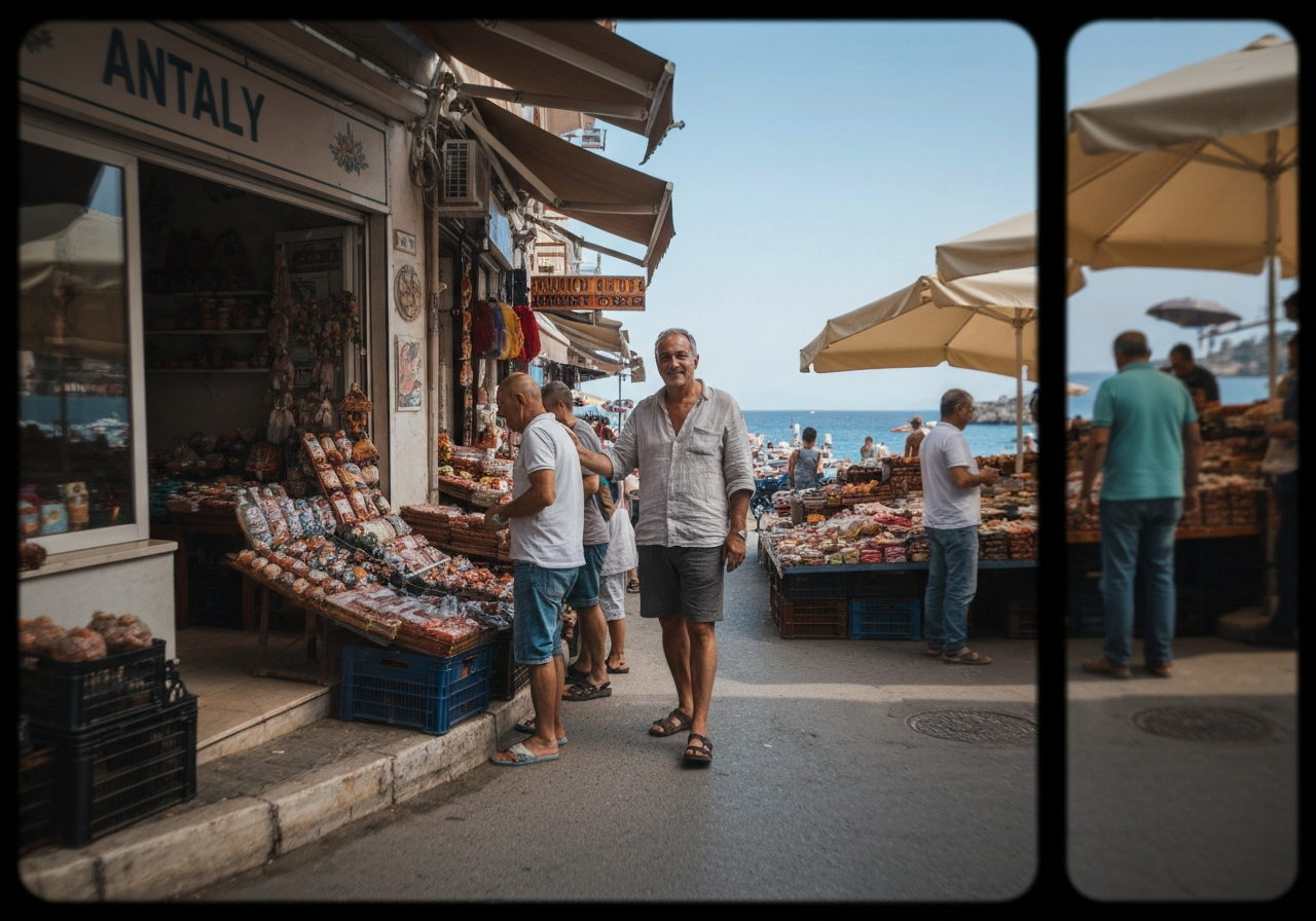 Natural travel moment in Antalya, Turkey, taken with smartphone, imperfect framing