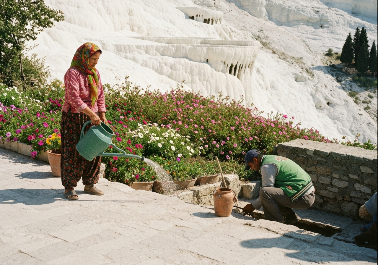 Spontaneous smartphone photo of daily life in Pamukkale, Turkey, authentic and unposed