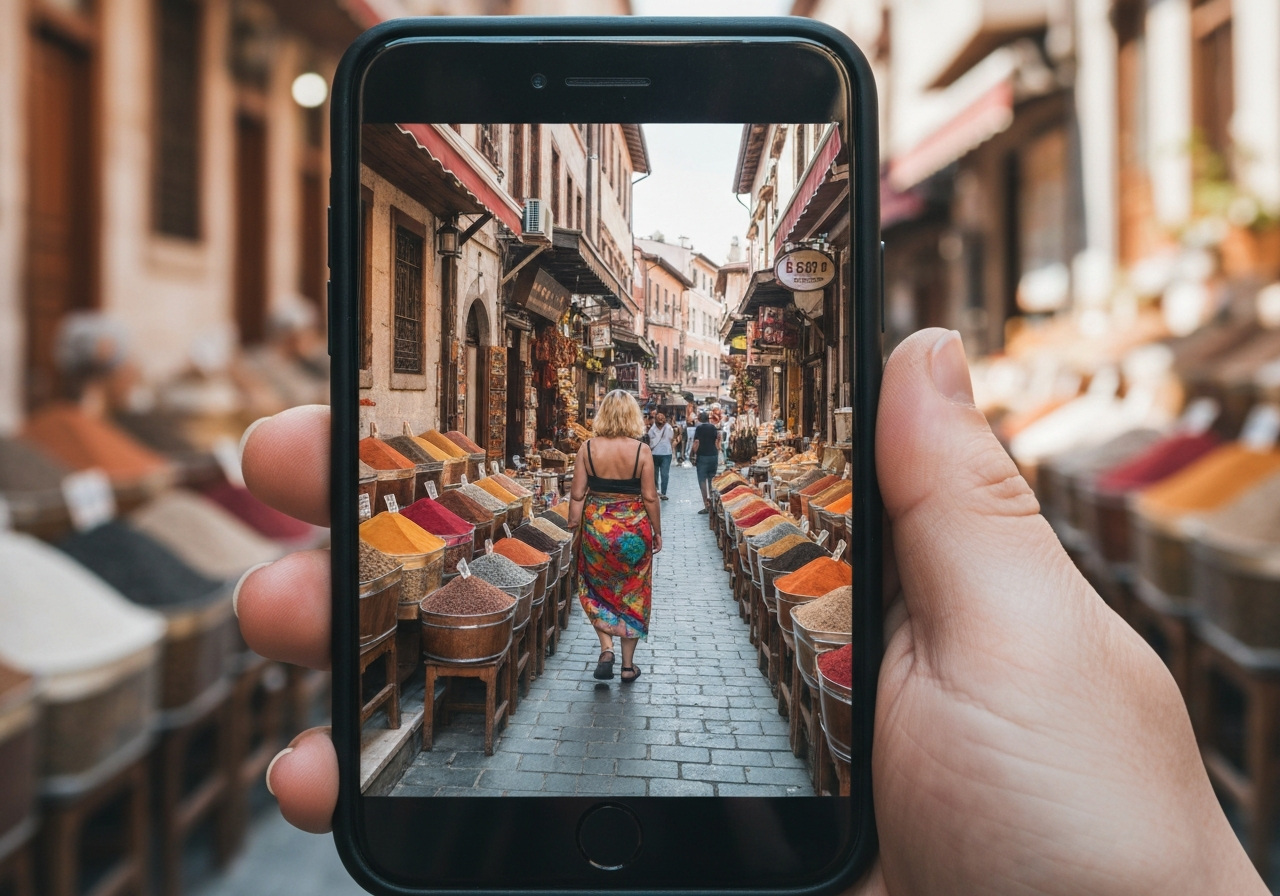 Natural travel moment in Selçuk, Turkey, taken with smartphone, imperfect framing