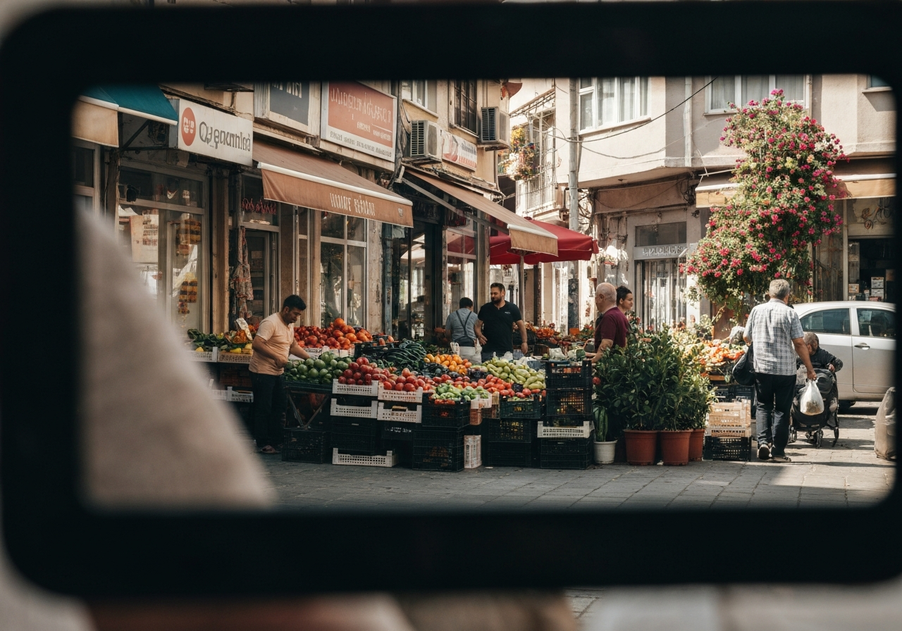 Natural travel moment in Izmir, Turkey, taken with smartphone, imperfect framing