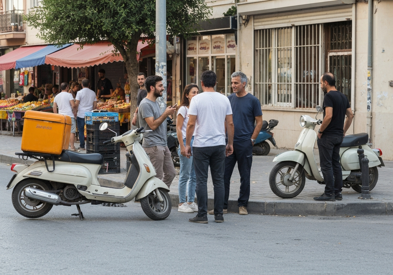 Casual street photography moment in Izmir, Turkey, capturing genuine local atmosphere