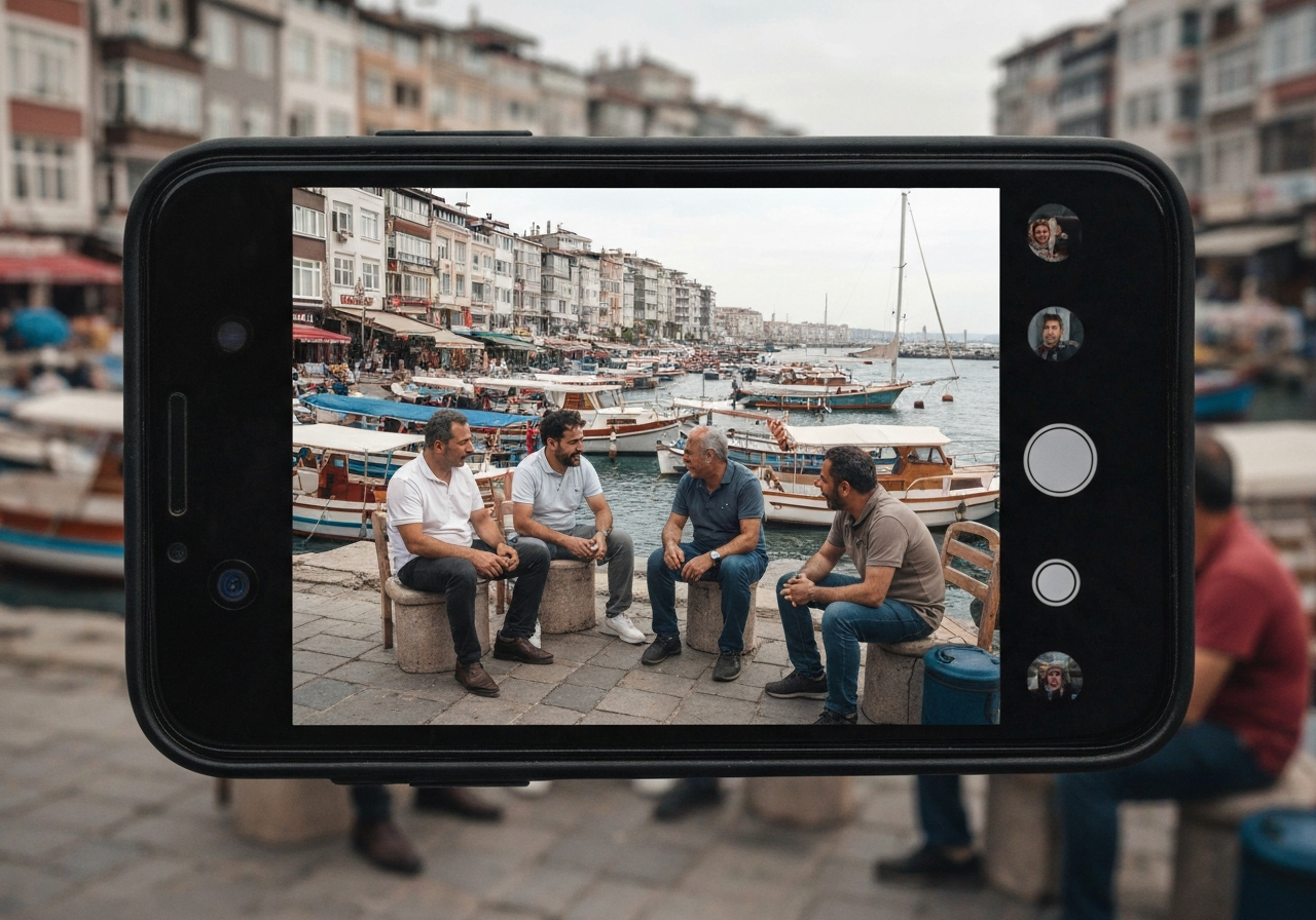 Natural travel moment in Izmir, Turkey, taken with smartphone, imperfect framing