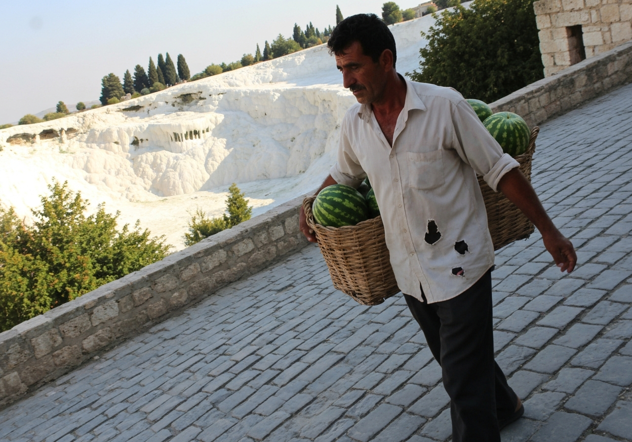 Spontaneous smartphone photo of daily life in Pamukkale, Turkey, authentic and unposed